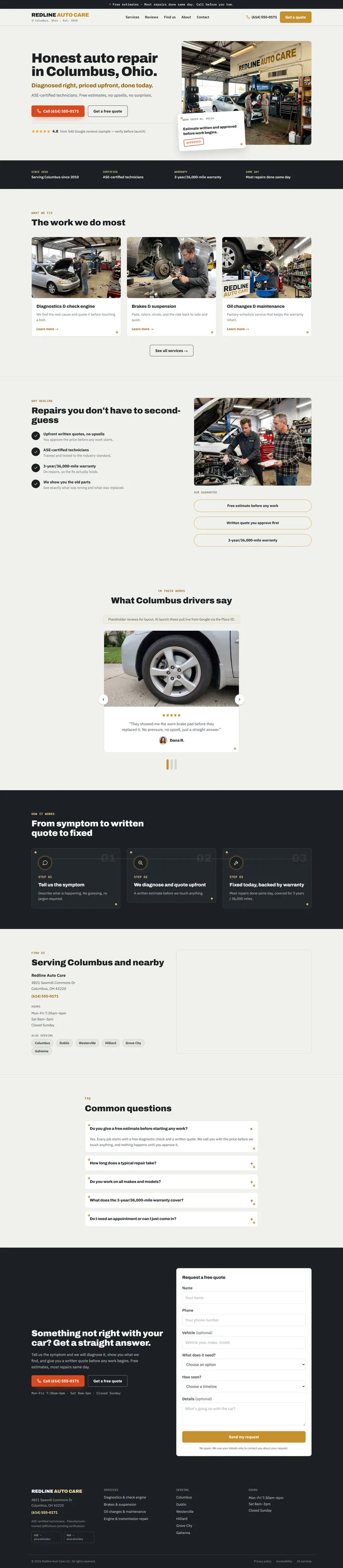 Sample auto repair site
