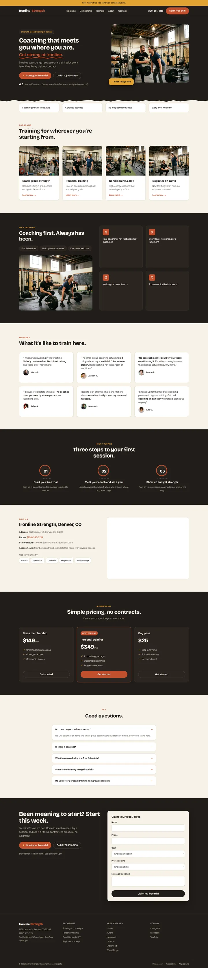 Sample gym site