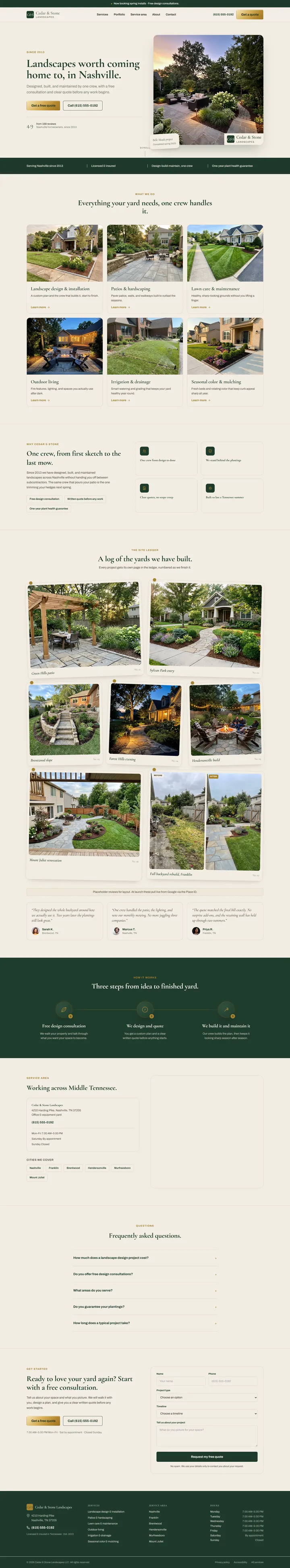 Sample landscaping site